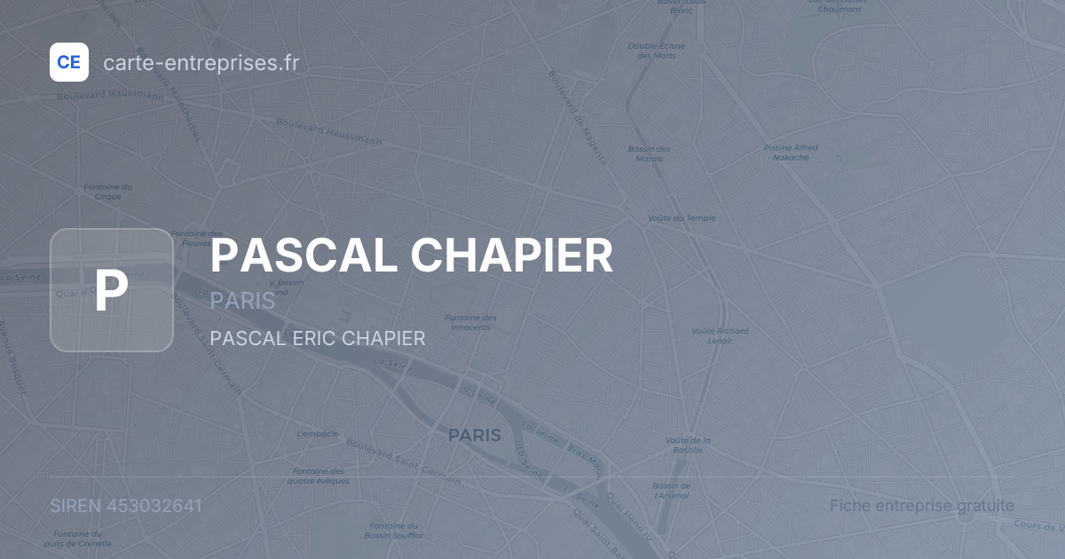 PASCAL CHAPIER — 453032641 — fiche entreprise