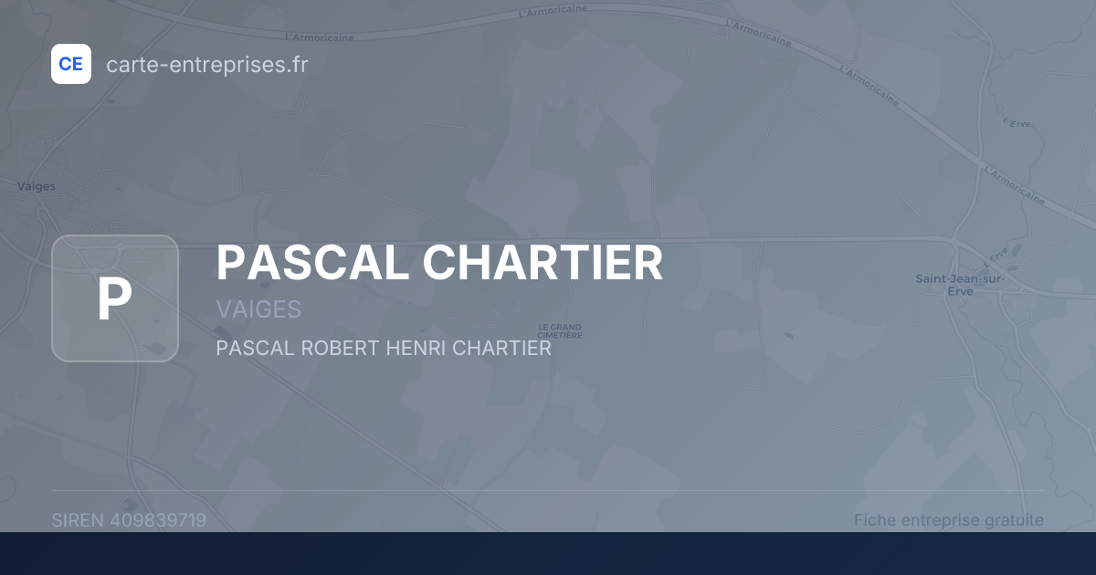 PASCAL CHARTIER — 409839719 — fiche entreprise