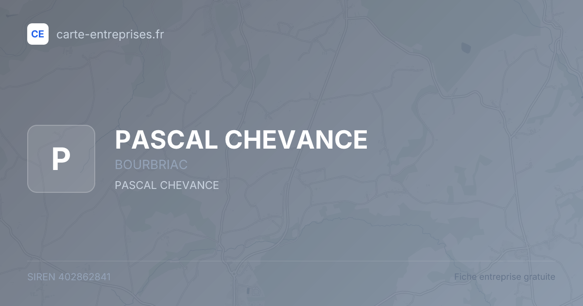 PASCAL CHEVANCE — 402862841 — fiche entreprise