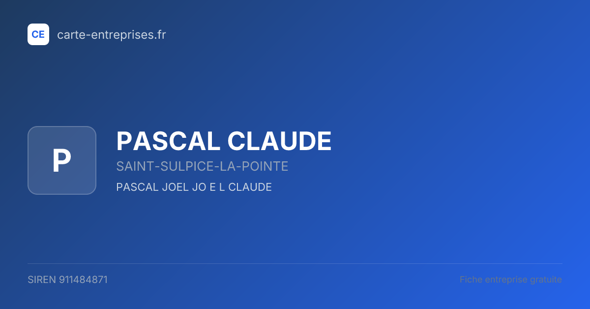 PASCAL CLAUDE — 911484871 — fiche entreprise