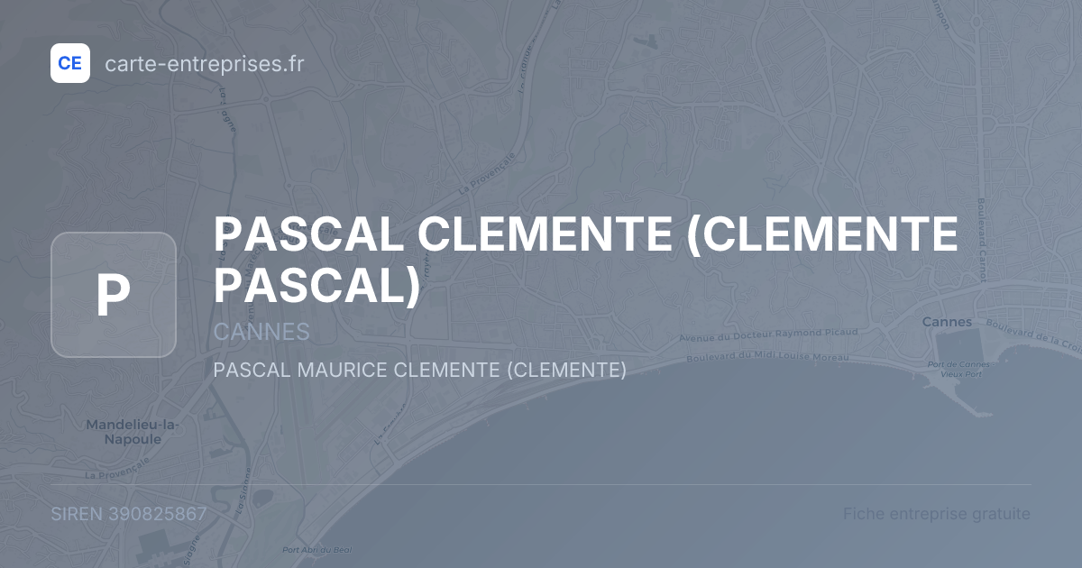 PASCAL CLEMENTE (CLEMENTE PASCAL) — 390825867 — fiche entreprise