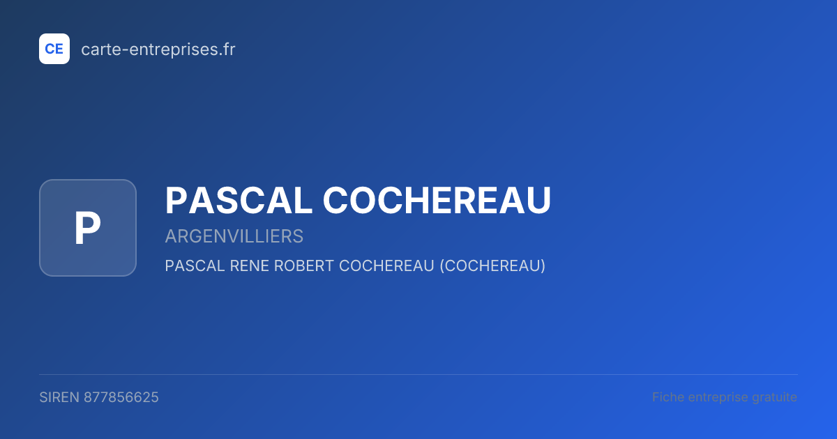PASCAL COCHEREAU — 877856625 — fiche entreprise