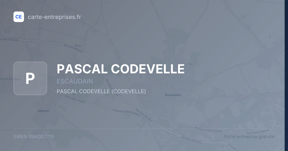 PASCAL CODEVELLE — 894007715 — fiche entreprise