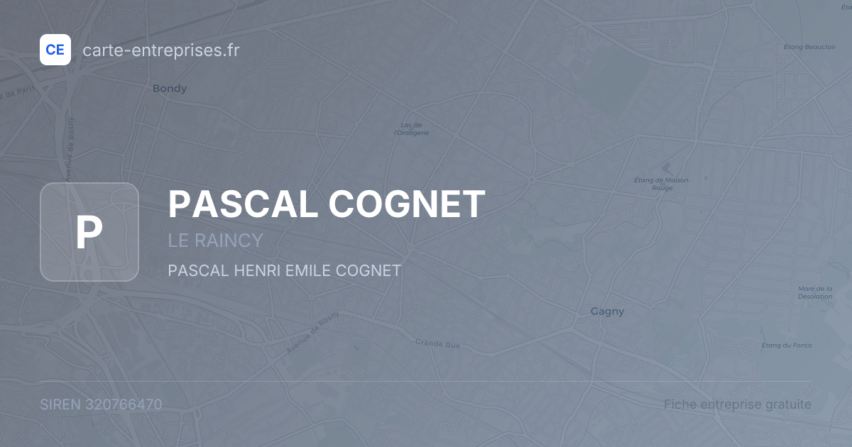 PASCAL COGNET — 320766470 — fiche entreprise