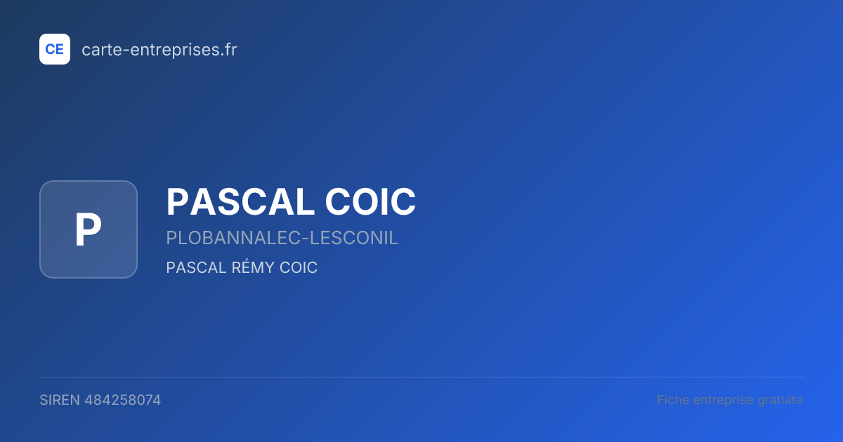PASCAL COIC — 484258074 — fiche entreprise