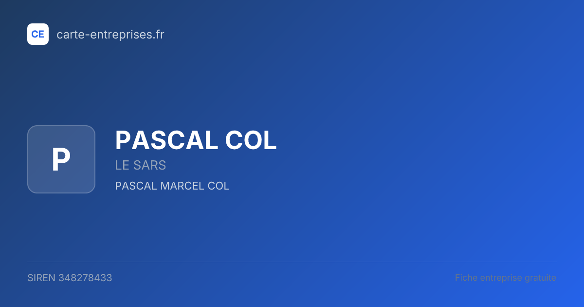PASCAL COL — 348278433 — fiche entreprise