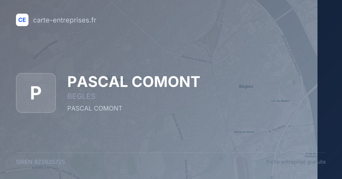 PASCAL COMONT — 822825725 — fiche entreprise