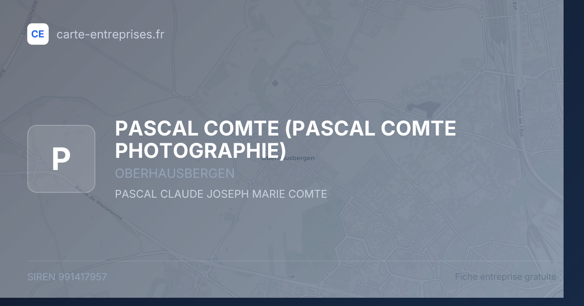 PASCAL COMTE (PASCAL COMTE PHOTOGRAPHIE) — 991417957 — fiche entreprise