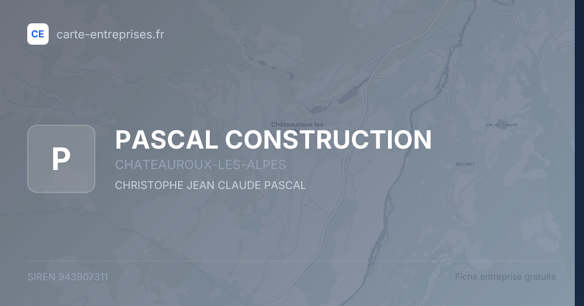 PASCAL CONSTRUCTION — 943907311 — fiche entreprise