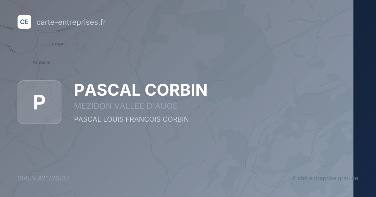 PASCAL CORBIN — 421726217 — fiche entreprise