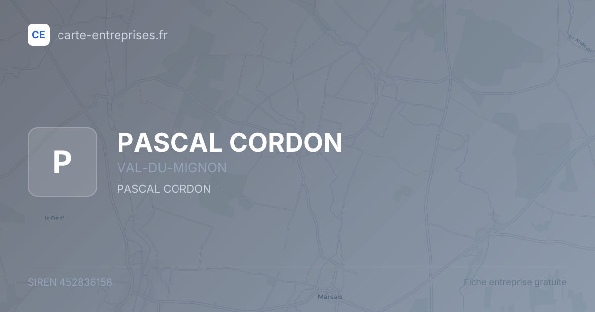 PASCAL CORDON — 452836158 — fiche entreprise