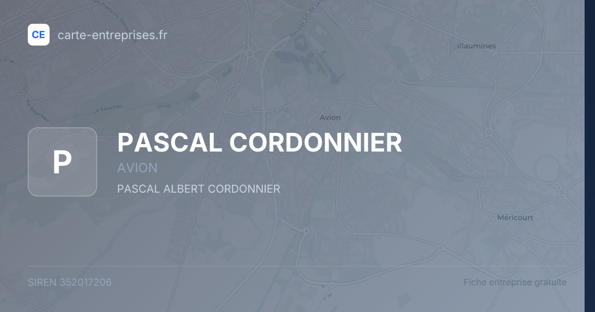 PASCAL CORDONNIER — 352017206 — fiche entreprise