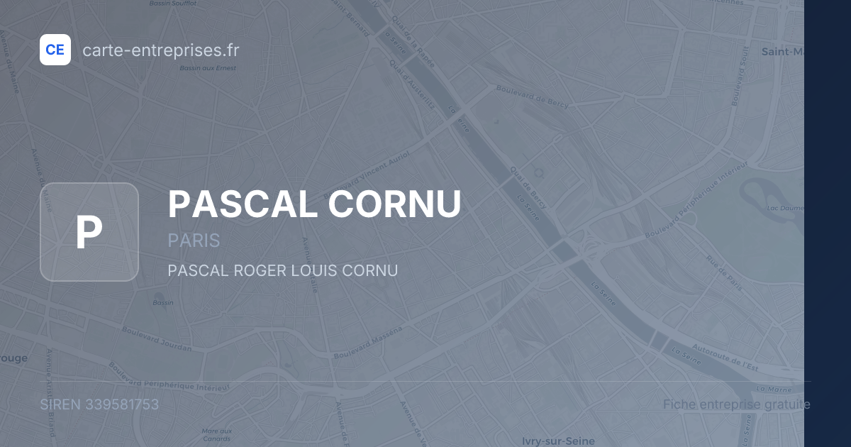 PASCAL CORNU — 339581753 — fiche entreprise
