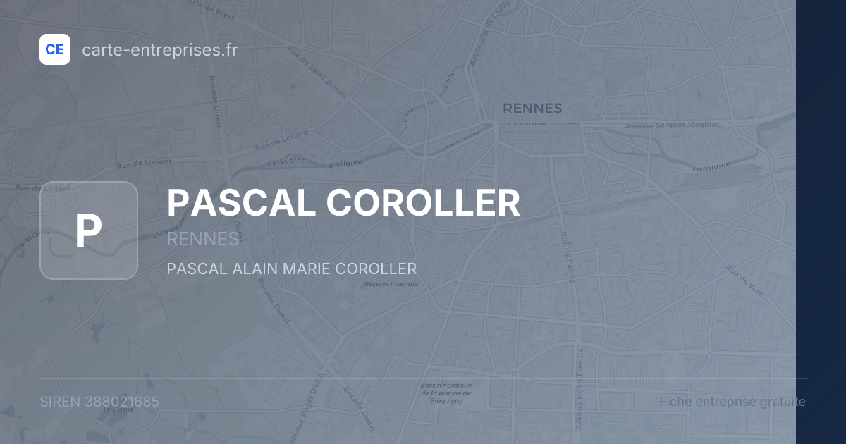 PASCAL COROLLER — 388021685 — fiche entreprise