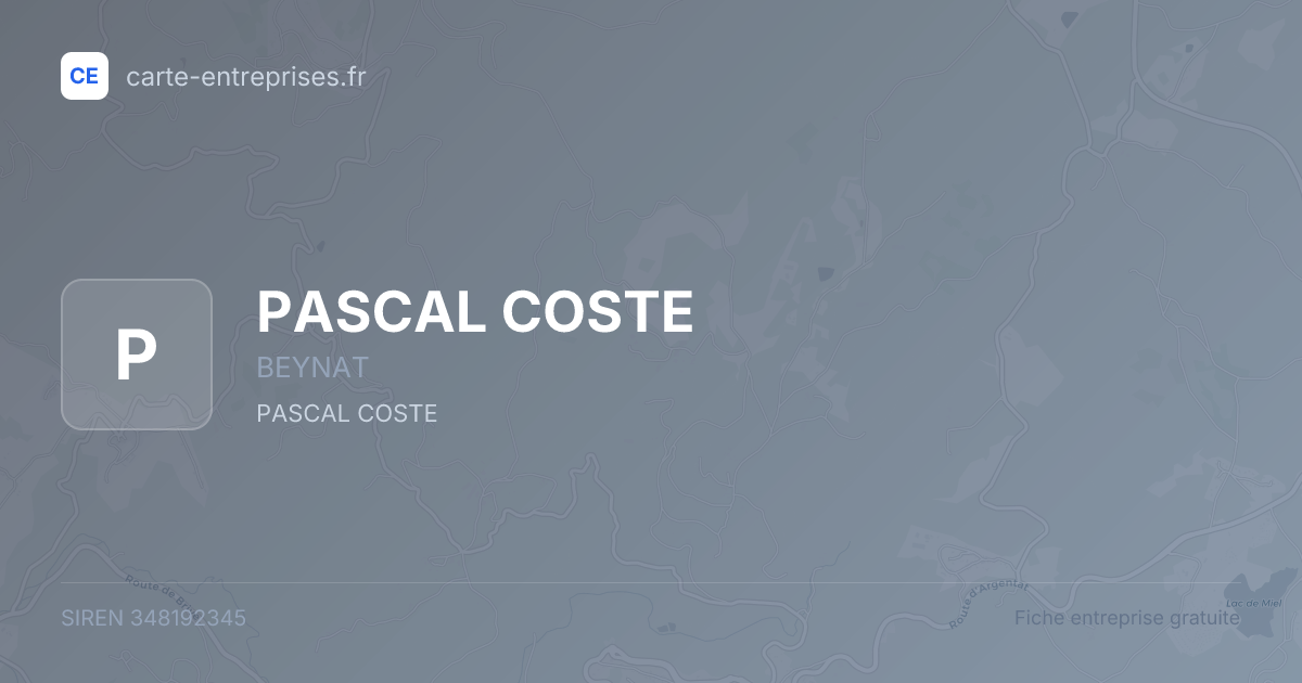 PASCAL COSTE — 348192345 — fiche entreprise