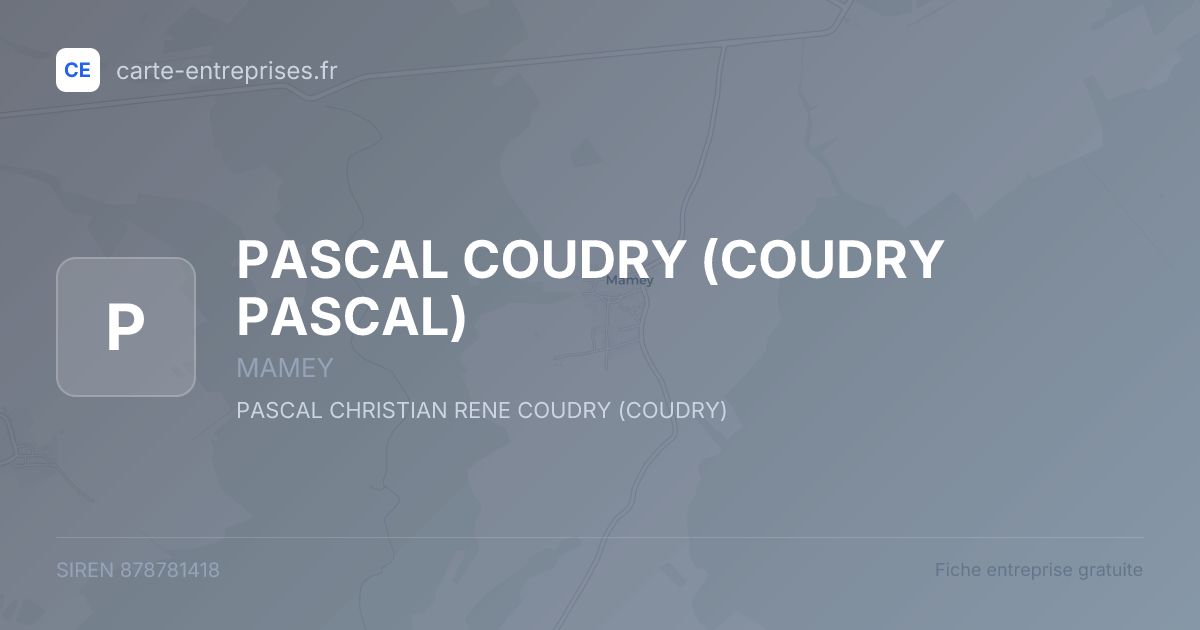 PASCAL COUDRY (COUDRY PASCAL) — 878781418 — fiche entreprise