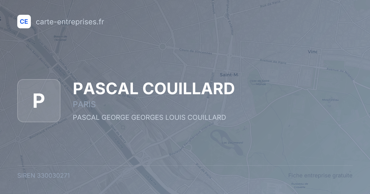 PASCAL COUILLARD — 330030271 — fiche entreprise