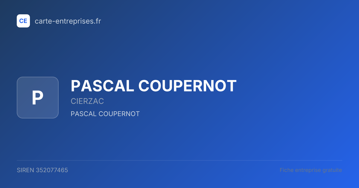 PASCAL COUPERNOT — 352077465 — fiche entreprise