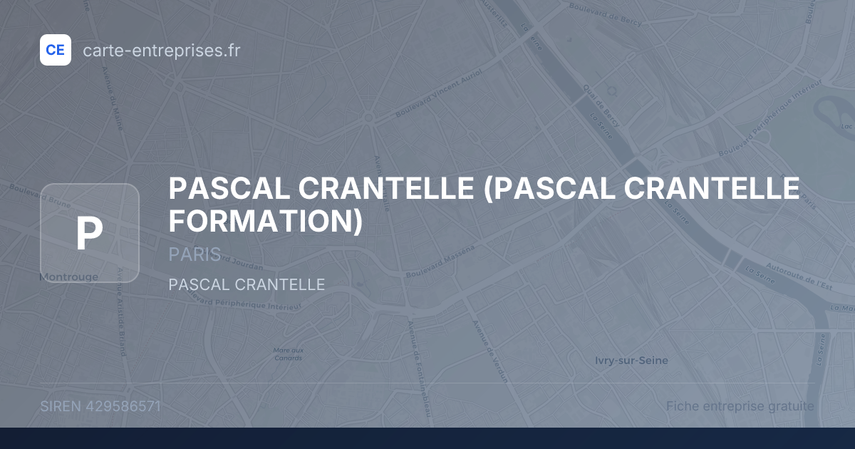 PASCAL CRANTELLE (PASCAL CRANTELLE FORMATION) — 429586571 — fiche entreprise