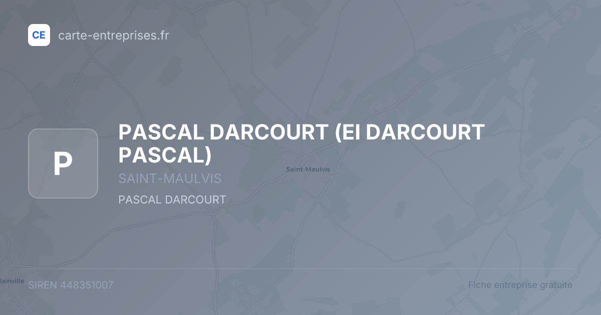 PASCAL DARCOURT (EI DARCOURT PASCAL) — 448351007 — fiche entreprise