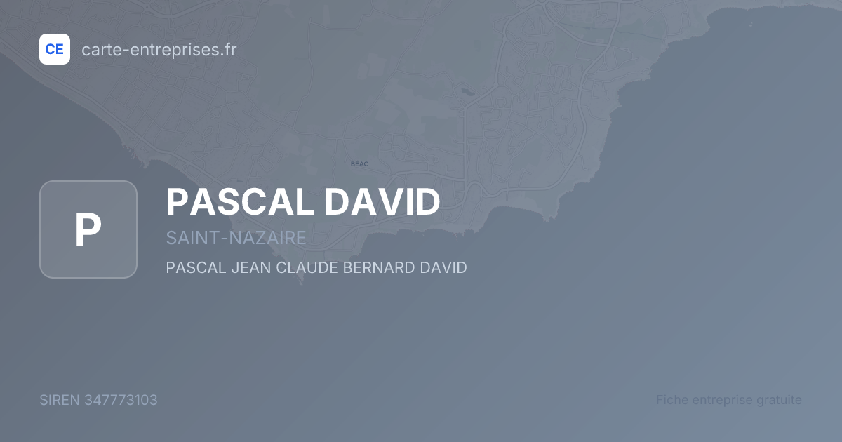 PASCAL DAVID — 347773103 — fiche entreprise