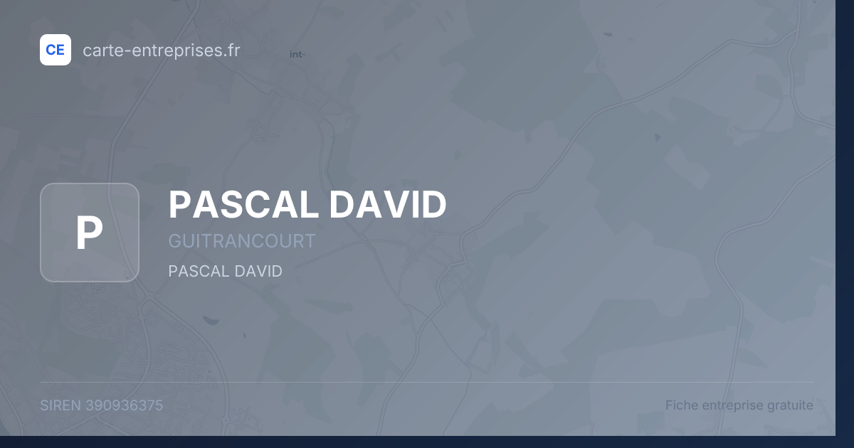 PASCAL DAVID — 390936375 — fiche entreprise