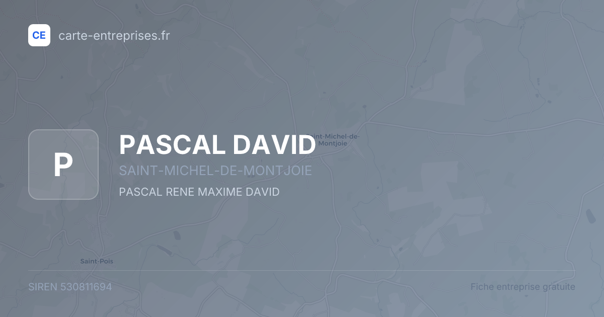 PASCAL DAVID — 530811694 — fiche entreprise
