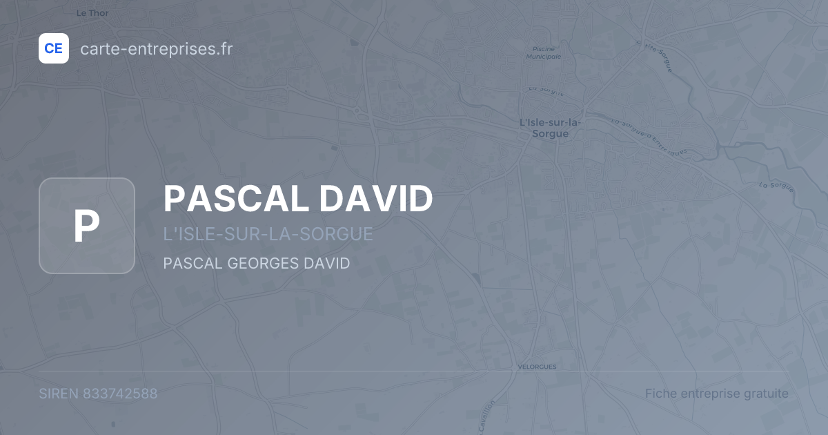 PASCAL DAVID — 833742588 — fiche entreprise
