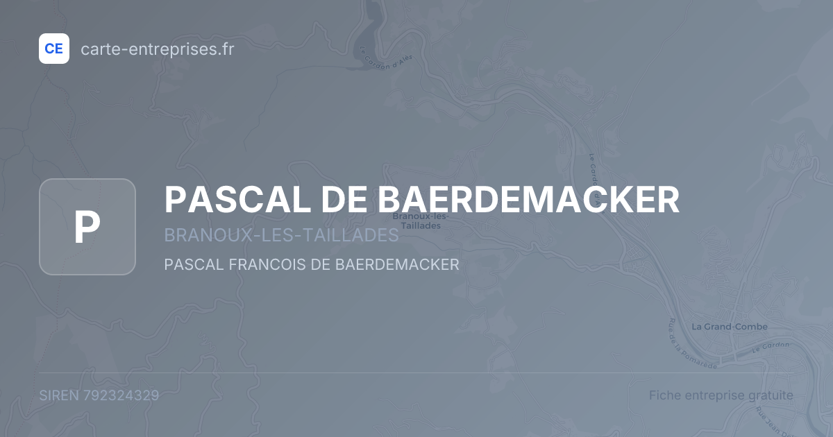 PASCAL DE BAERDEMACKER — 792324329 — fiche entreprise