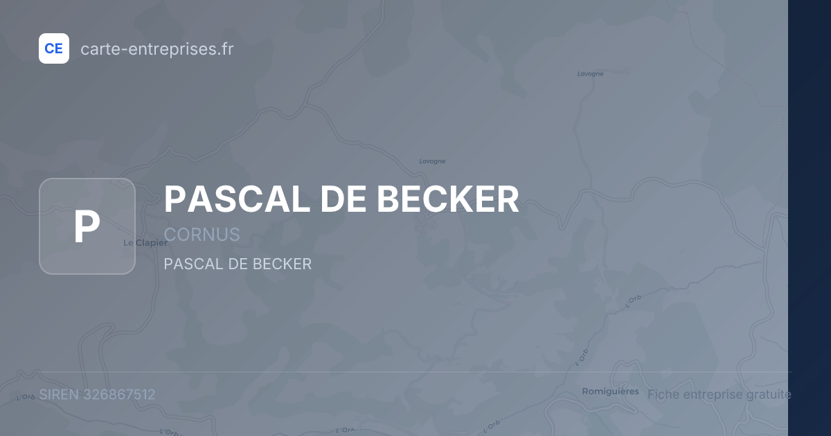 PASCAL DE BECKER — 326867512 — fiche entreprise