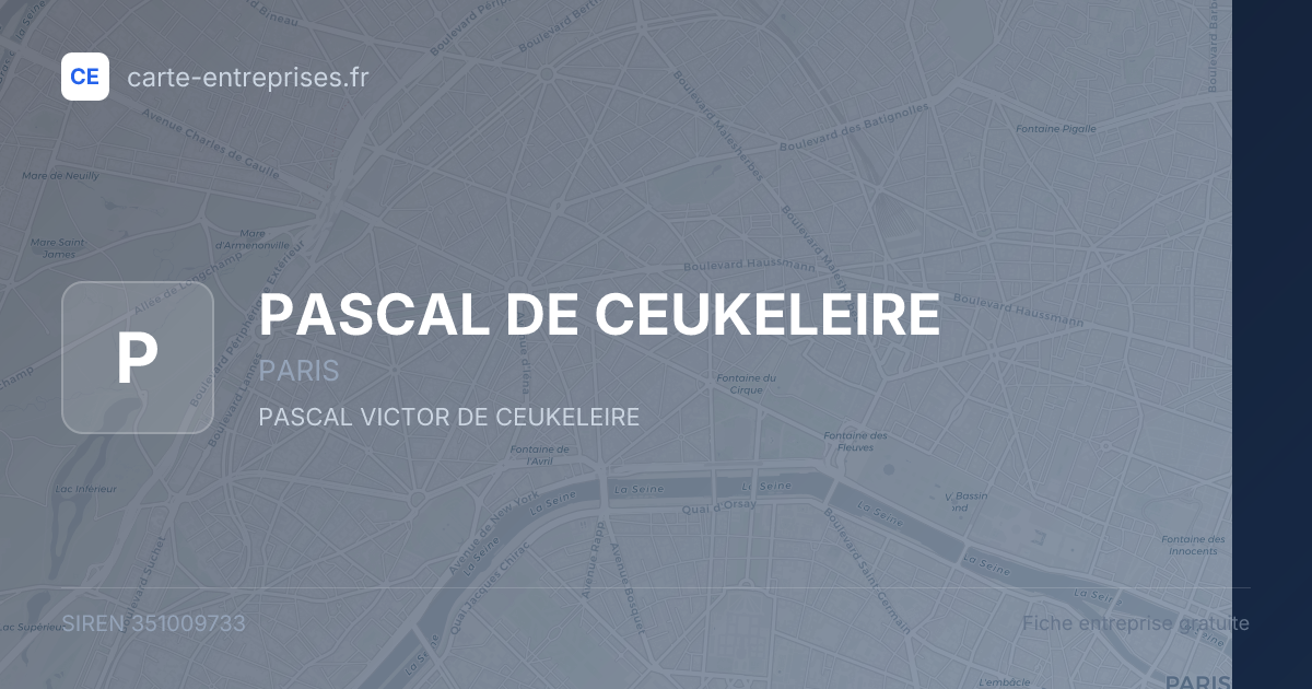 PASCAL DE CEUKELEIRE — 351009733 — fiche entreprise