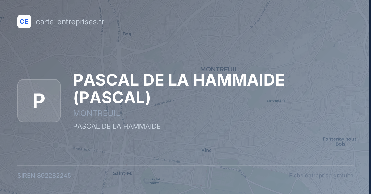 PASCAL DE LA HAMMAIDE (PASCAL) — 892282245 — fiche entreprise