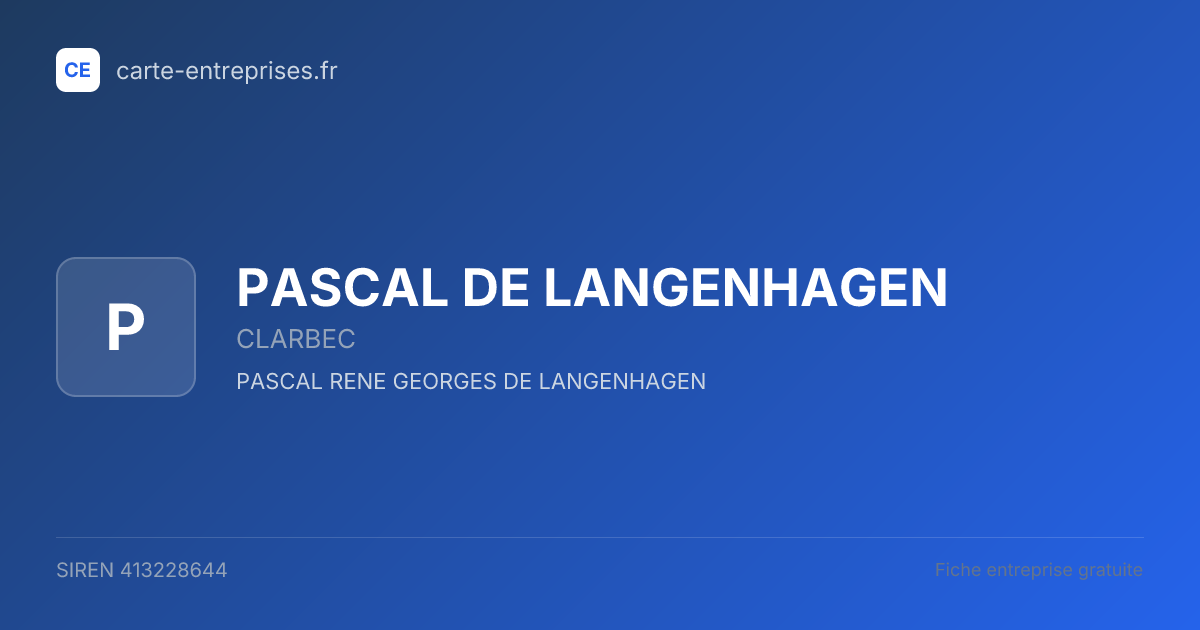 PASCAL DE LANGENHAGEN — 413228644 — fiche entreprise