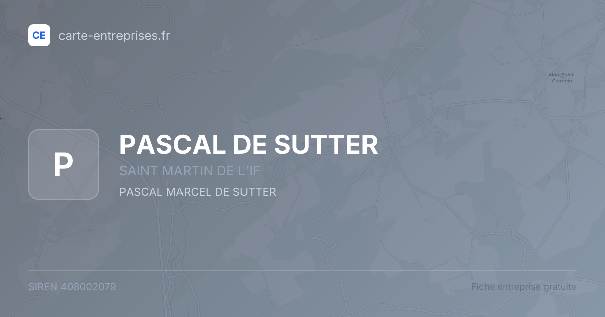 PASCAL DE SUTTER — 408002079 — fiche entreprise