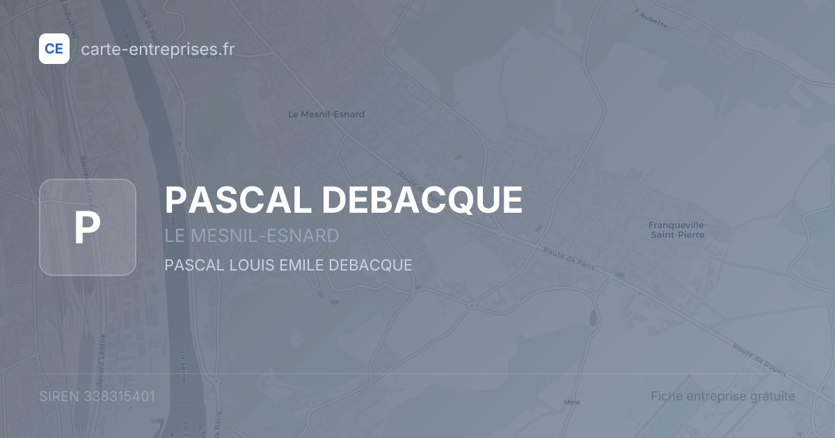 PASCAL DEBACQUE — 338315401 — fiche entreprise