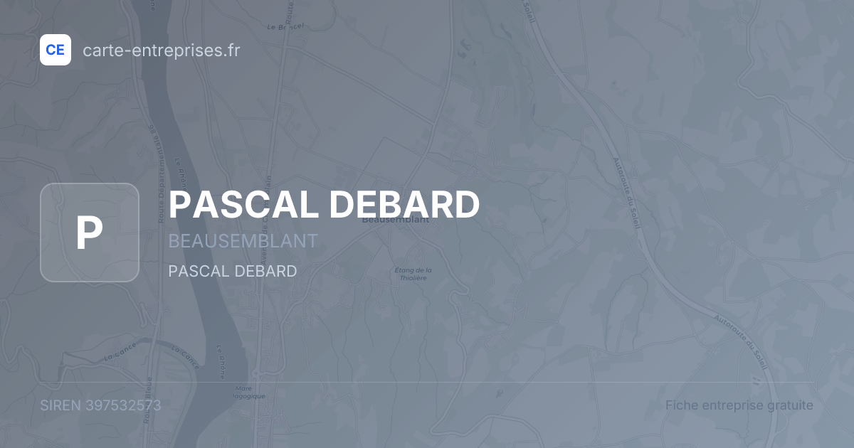 PASCAL DEBARD — 397532573 — fiche entreprise