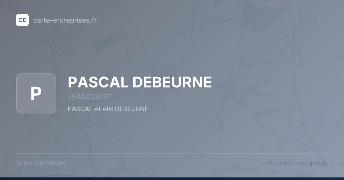 PASCAL DEBEURNE — 338748304 — fiche entreprise