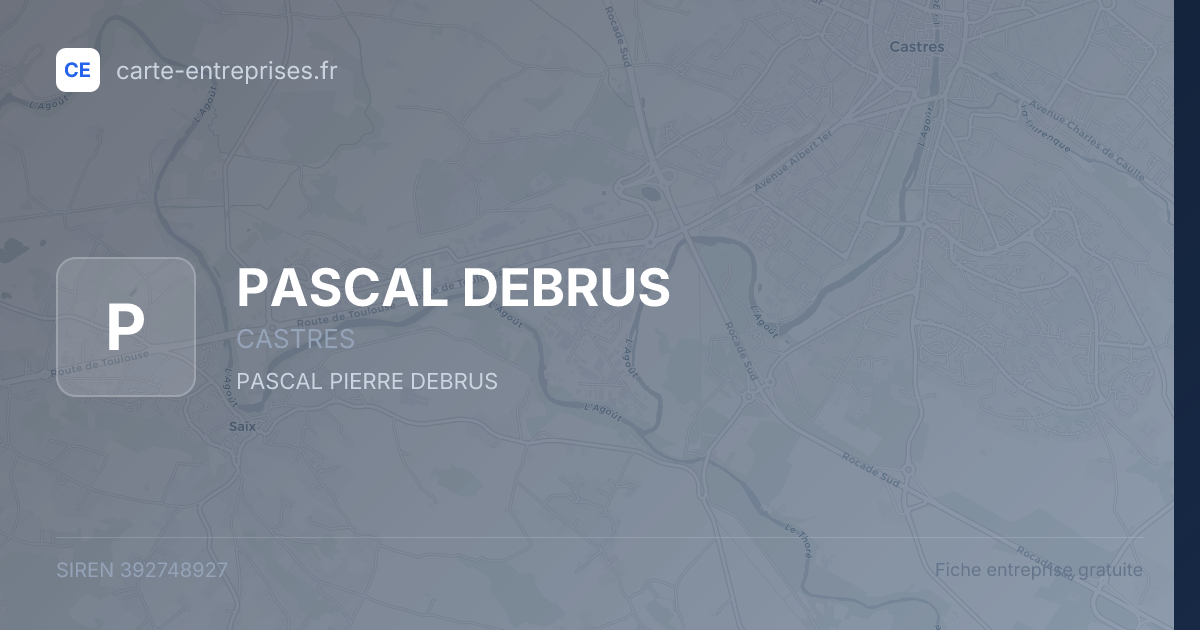 PASCAL DEBRUS — 392748927 — fiche entreprise