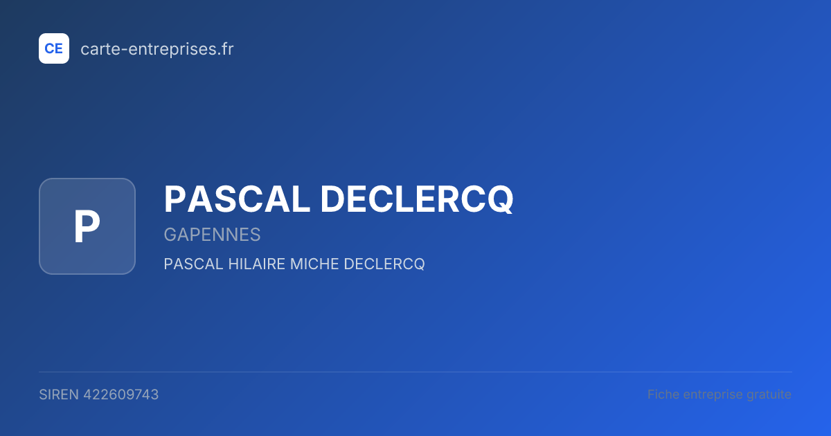 PASCAL DECLERCQ — 422609743 — fiche entreprise