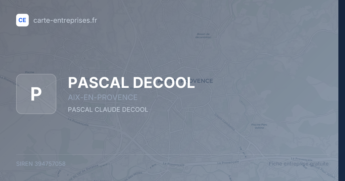 PASCAL DECOOL — 394757058 — fiche entreprise
