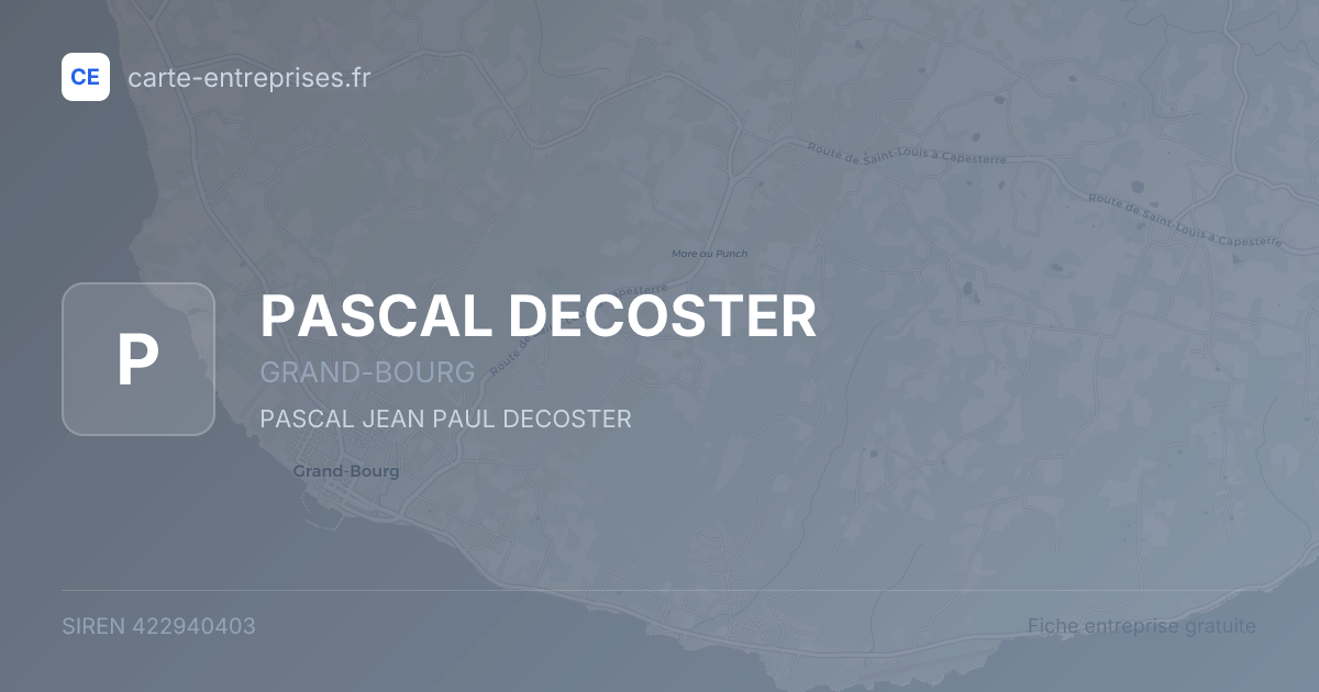PASCAL DECOSTER — 422940403 — fiche entreprise