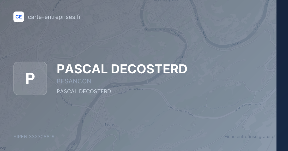 PASCAL DECOSTERD — 332308816 — fiche entreprise