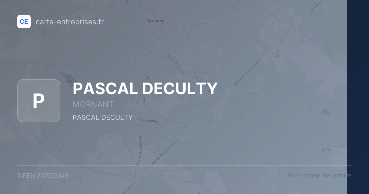 PASCAL DECULTY — 315553149 — fiche entreprise