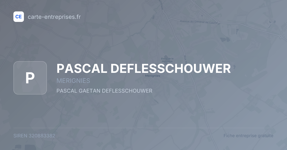 PASCAL DEFLESSCHOUWER — 320883382 — fiche entreprise