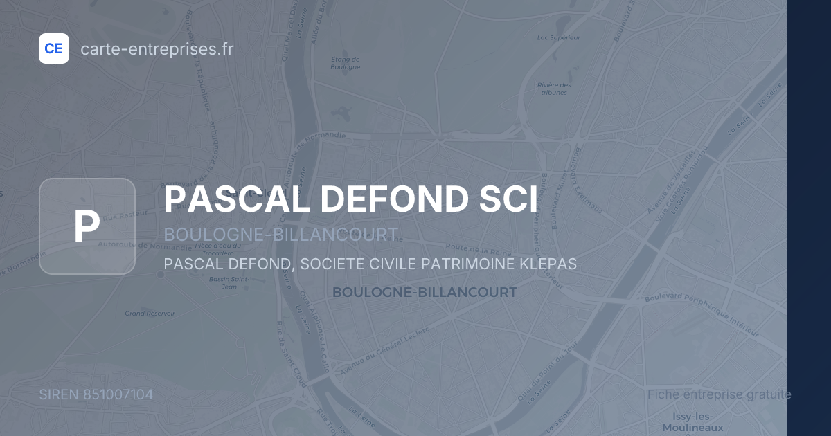 PASCAL DEFOND SCI — 851007104 — fiche entreprise