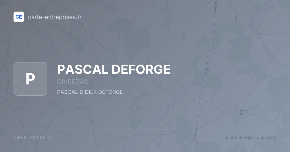PASCAL DEFORGE — 412596132 — fiche entreprise