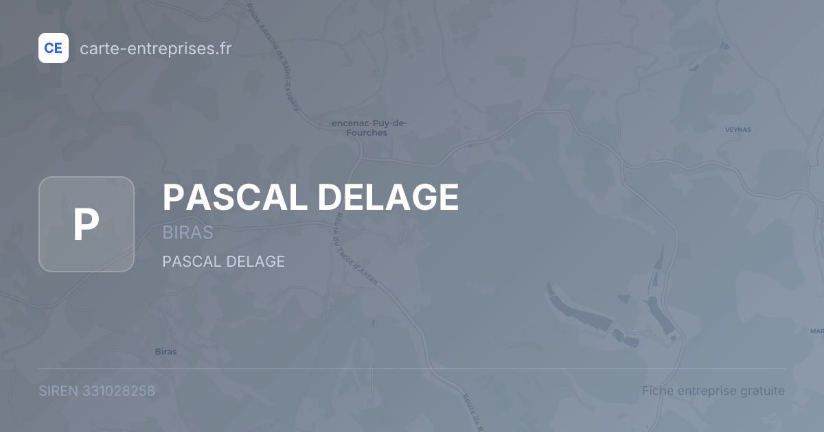 PASCAL DELAGE — 331028258 — fiche entreprise