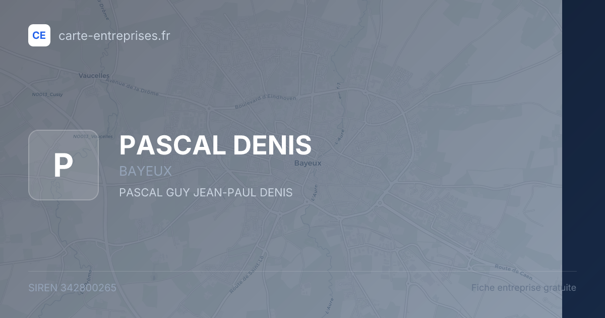 PASCAL DENIS — 342800265 — fiche entreprise