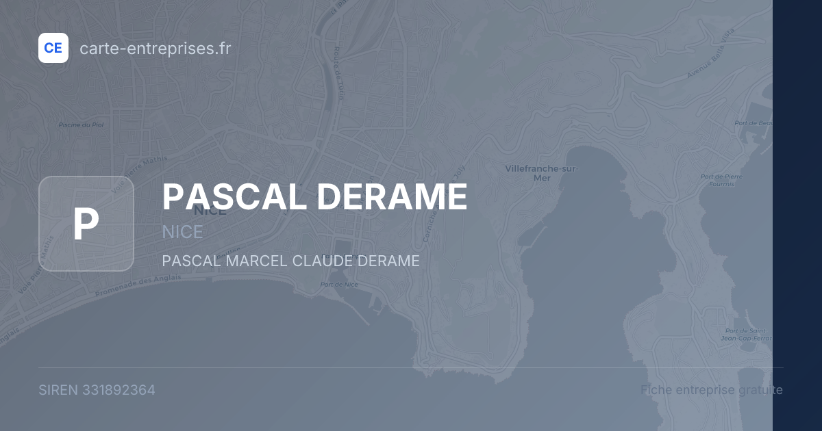 PASCAL DERAME — 331892364 — fiche entreprise