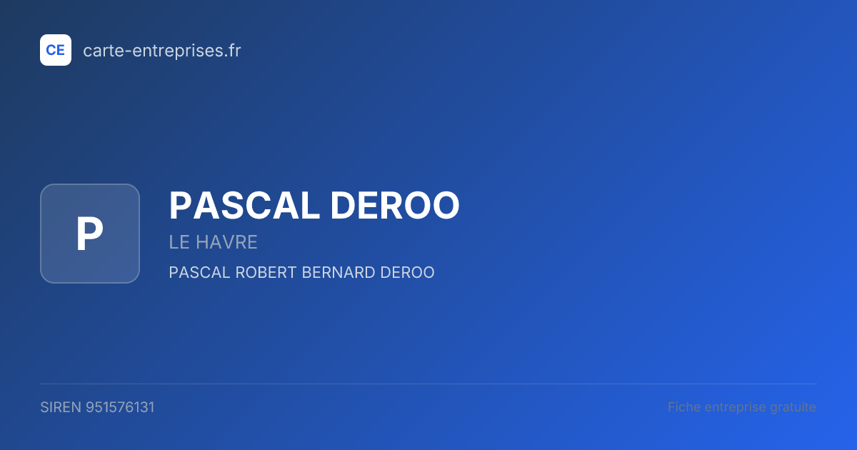 PASCAL DEROO — 951576131 — fiche entreprise